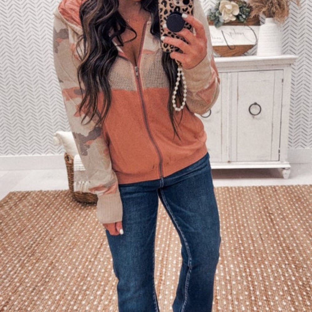 Mystree Camo/Bush Print Full Zip Hoodie Jacket - Size Large